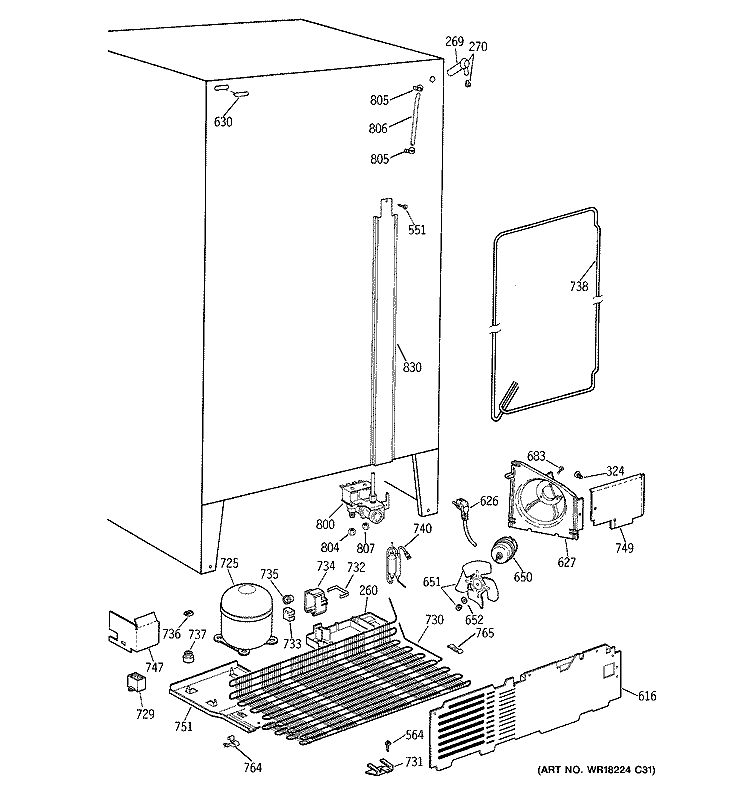 UNIT PARTS Diagram and Parts List for CSX22GRZAWW  Hotpoint Refrigerator