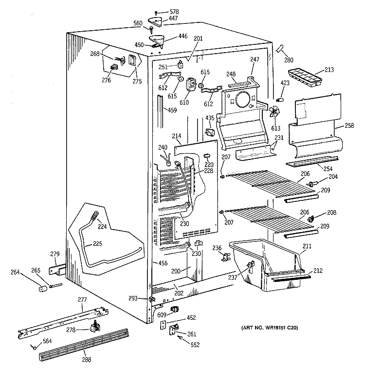 FREEZER SECTION Diagram and Parts List for CSK22GAZAAD  Hotpoint Refrigerator
