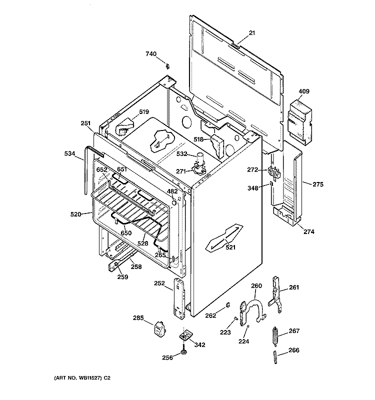 BODY PARTS Diagram and Parts List for RB526V3  Hotpoint Range