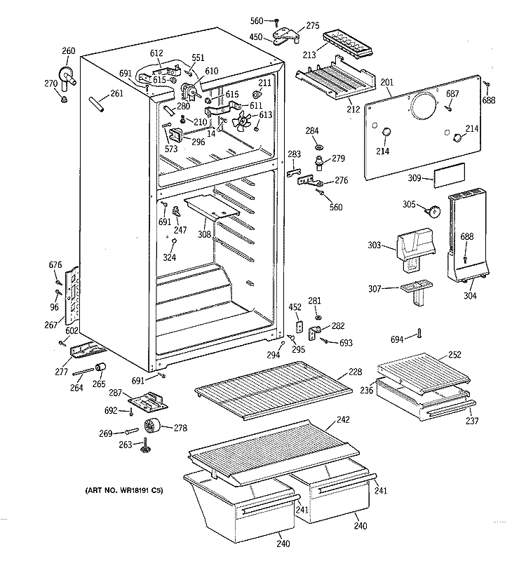 CABINET Diagram and Parts List for CTX14EYZCRAD  Hotpoint Refrigerator
