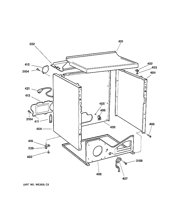 CABINET Diagram and Parts List for NWXR473GT2AB  Hotpoint Dryer