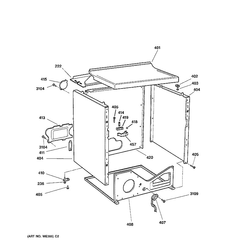 CABINET Diagram and Parts List for NWXR473ET3AB  Hotpoint Dryer