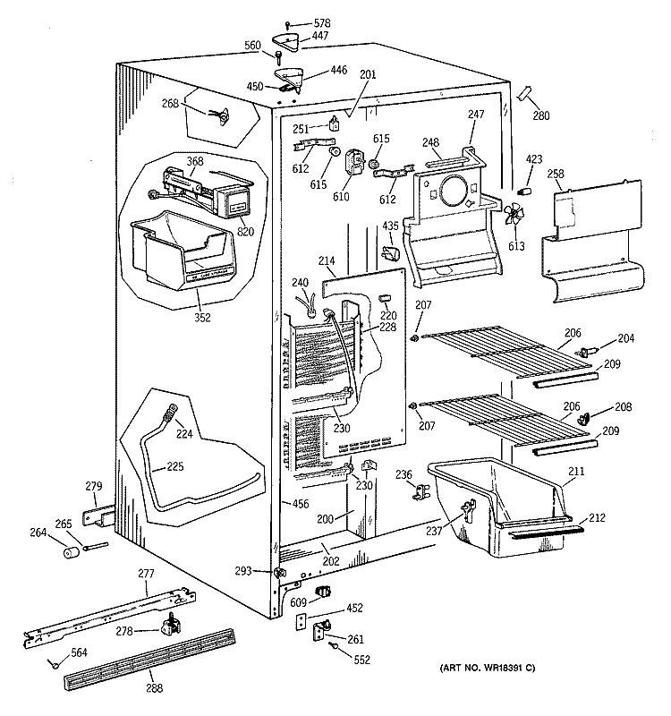 FREEZER SECTION Diagram and Parts List for CSX20BIYFAD  Hotpoint Refrigerator