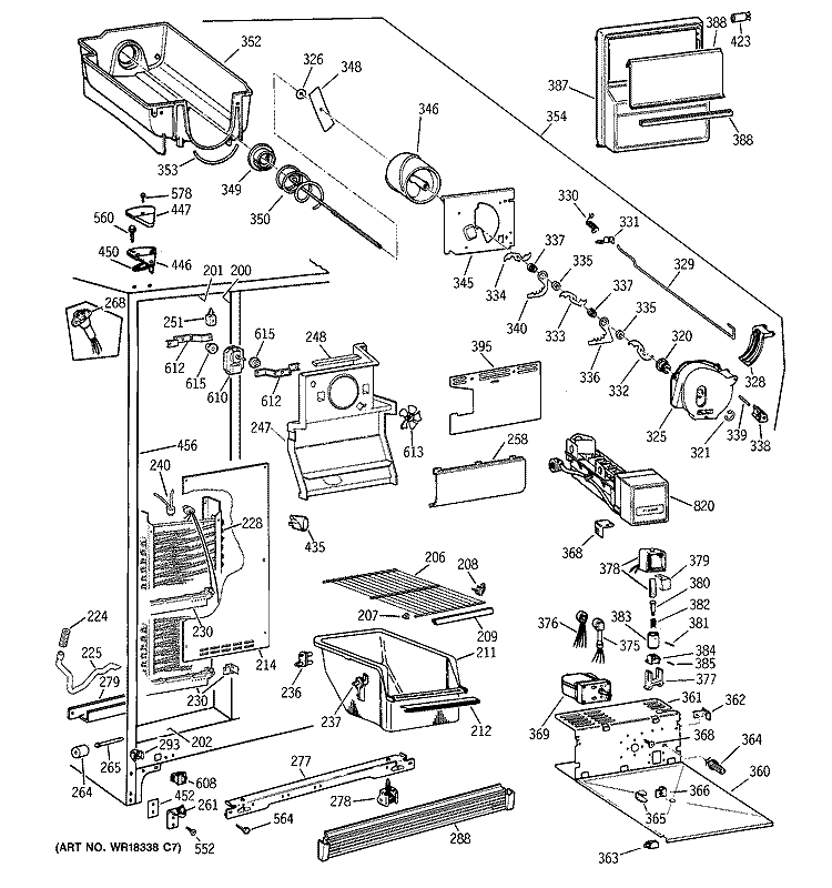 FREEZER SECTION Diagram and Parts List for CSX25DRZBAA  Hotpoint Refrigerator
