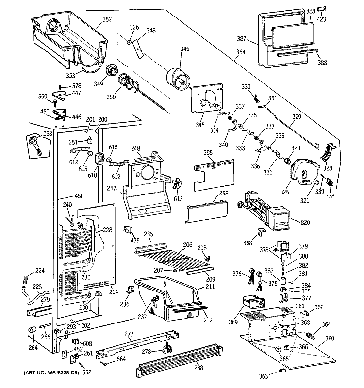 FREEZER SECTION Diagram and Parts List for CSX27DRXFAA  Hotpoint Refrigerator