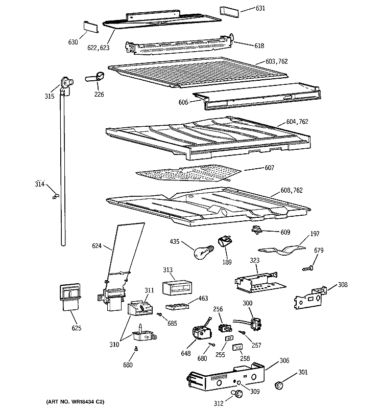 COMPARTMENT SEPARATOR Diagram and Parts List for CTG24GAYARWW  Hotpoint Refrigerator