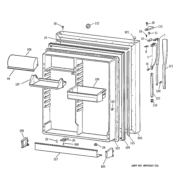 FRESH FOOD DOOR Diagram and Parts List for CTG25GAYBRWW  Hotpoint Refrigerator