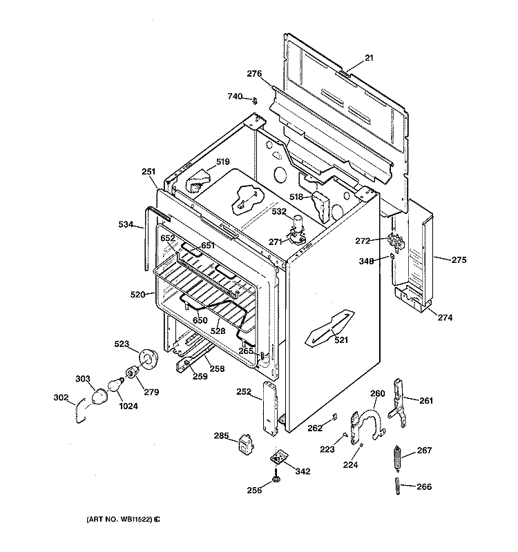 BODY PARTS Diagram and Parts List for RB533GW3  Hotpoint Range