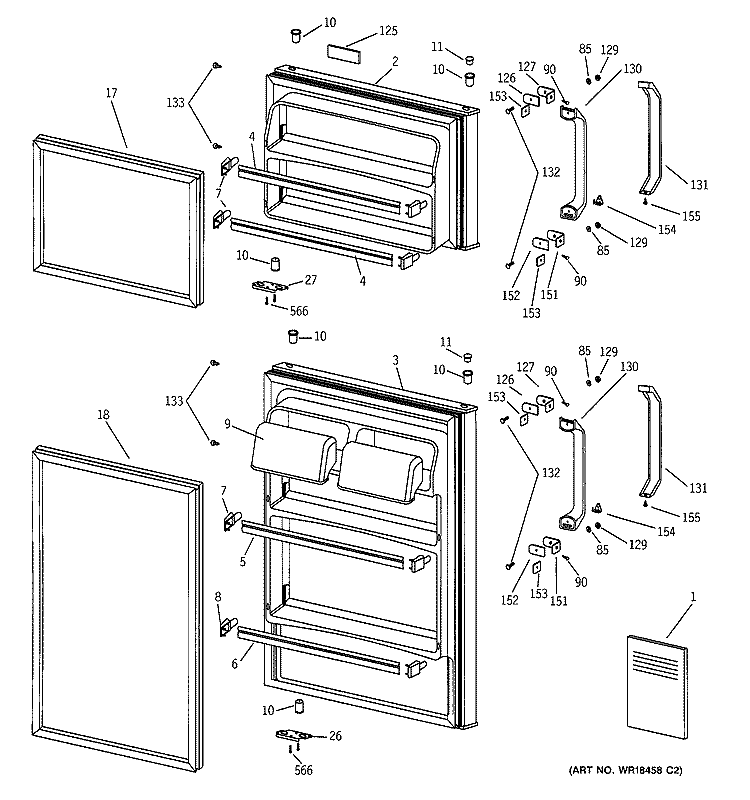 DOORS Diagram and Parts List for CTX16FAZAAD  Hotpoint Refrigerator