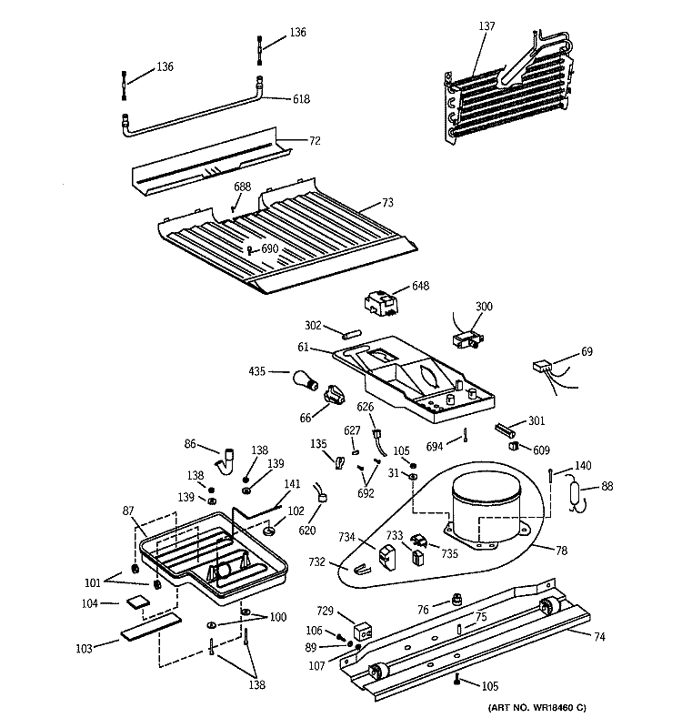 UNIT PARTS Diagram and Parts List for CTX16FAZAAD  Hotpoint Refrigerator