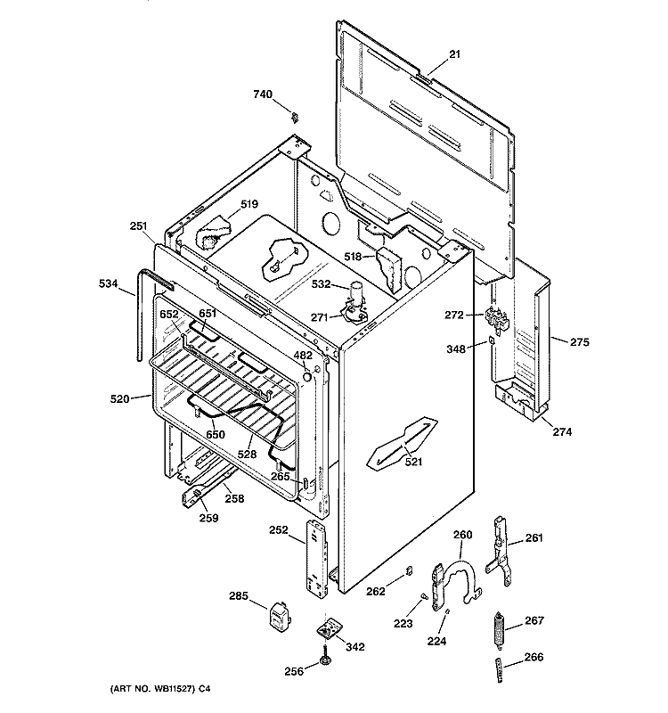 BODY PARTS Diagram and Parts List for RB525V3  Hotpoint Range