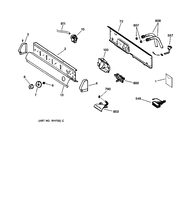 BACKSPLASH Diagram and Parts List for VLLR1020T0WO  Hotpoint Washer