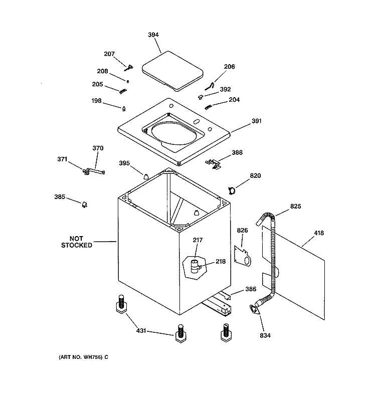 CABINET PARTS Diagram and Parts List for VLLR1020T0WO  Hotpoint Washer