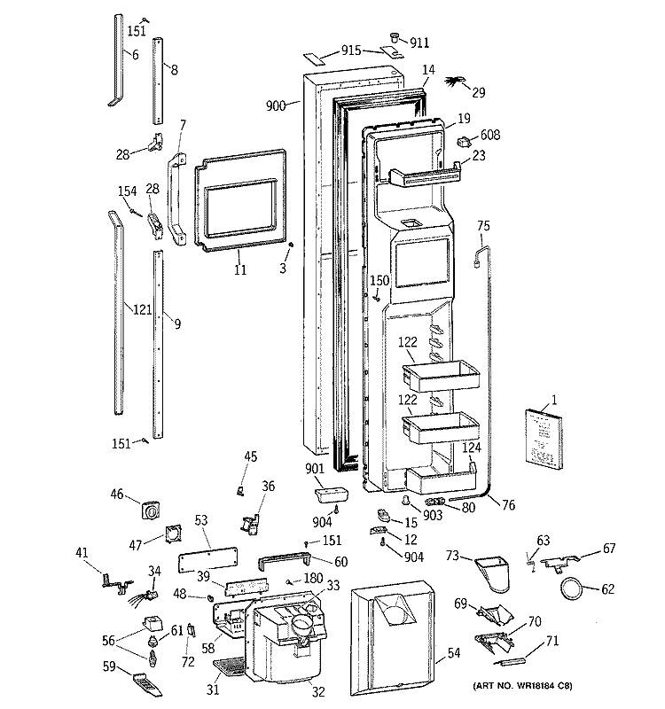 FREEZER DOOR Diagram and Parts List for CSK30DRZDAA  Hotpoint Refrigerator