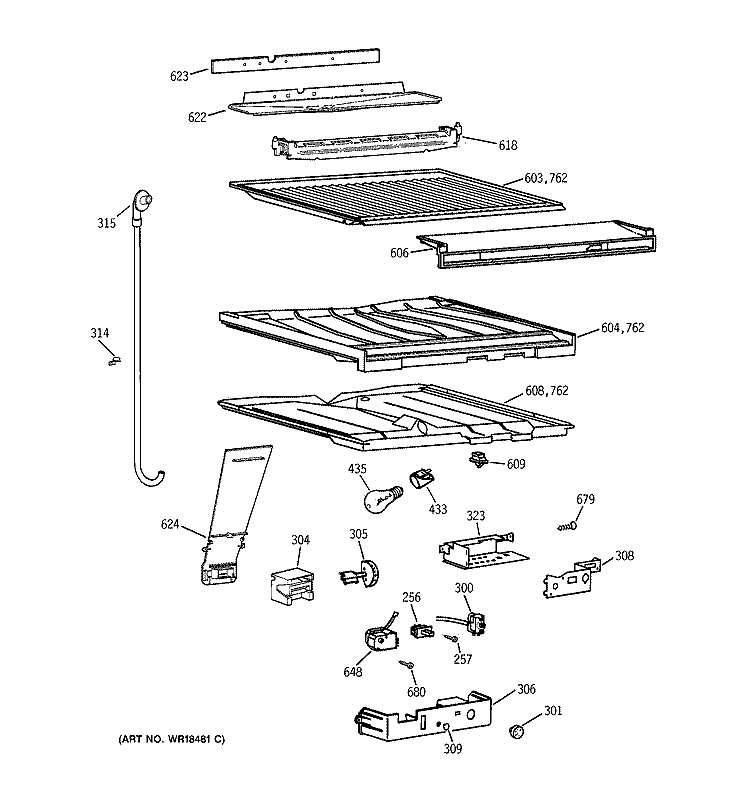 COMPARTMENT SEPARATOR PARTS Diagram and Parts List for CTX18CAZLRAA  Hotpoint Refrigerator