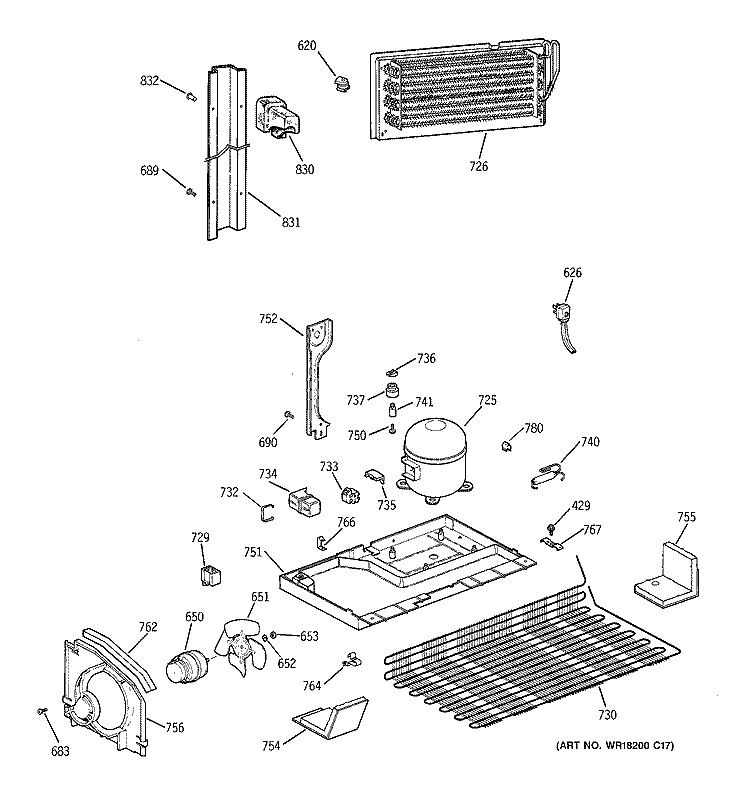 UNIT PARTS Diagram and Parts List for CTX18EAZKRAA  Hotpoint Refrigerator