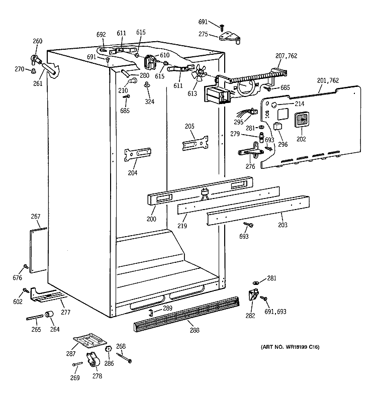 CABINET PARTS Diagram and Parts List for CTX21EAZKRAA  Hotpoint Refrigerator