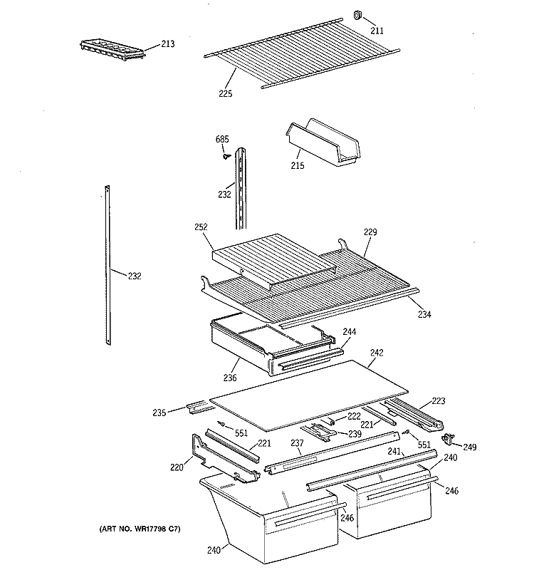 SHELF PARTS Diagram and Parts List for CTX21EAZKRAA  Hotpoint Refrigerator