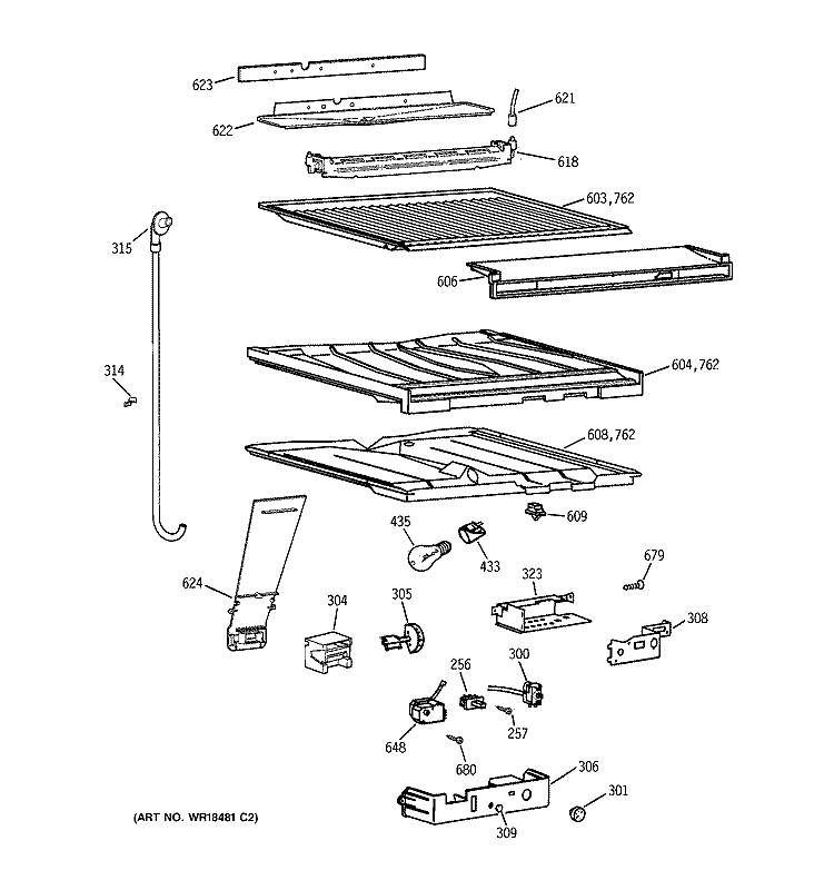 COMPARTMENT SEPARATOR PARTS Diagram and Parts List for CTX21EAZKRAA  Hotpoint Refrigerator