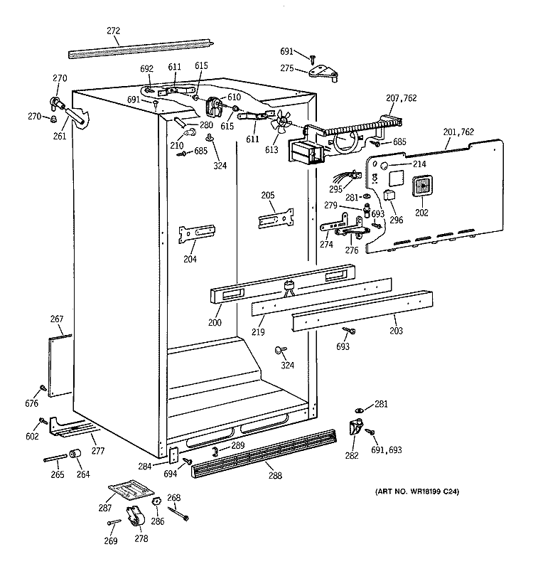CABINET PARTS Diagram and Parts List for CTG18GAYJRWW  Hotpoint Refrigerator