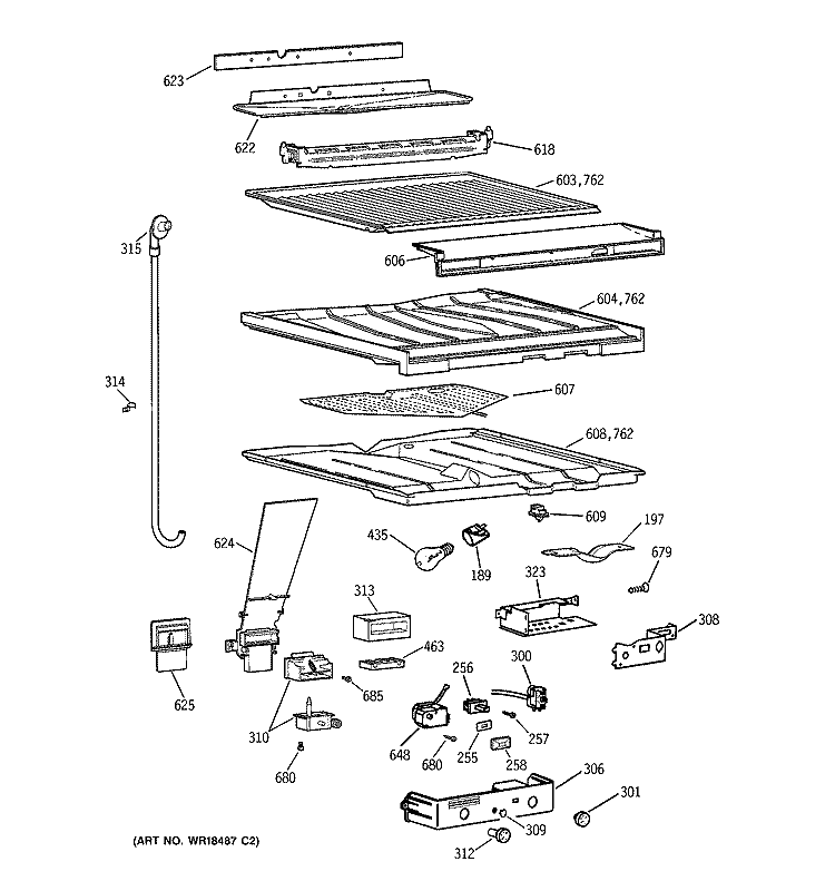 COMPARTMENT SEPARATOR PARTS Diagram and Parts List for CTG18GAYJRWW  Hotpoint Refrigerator