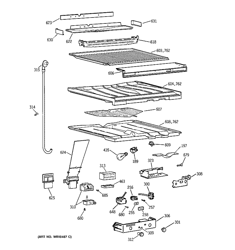 COMPARTMENT SEPARATOR PARTS Diagram and Parts List for CTG24GAYFRWW  Hotpoint Refrigerator