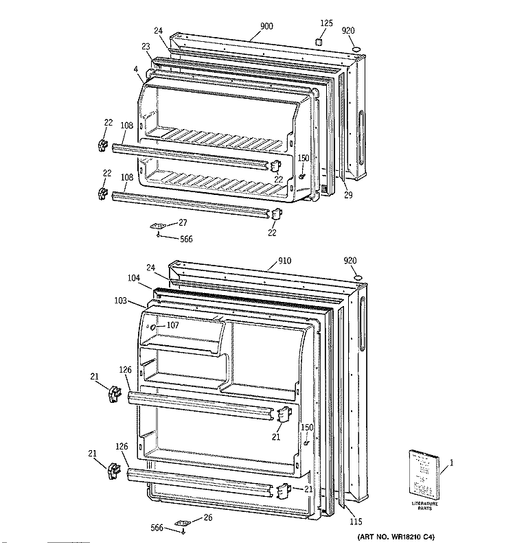 DOORS Diagram and Parts List for CTX18LYZGRWH  Hotpoint Refrigerator
