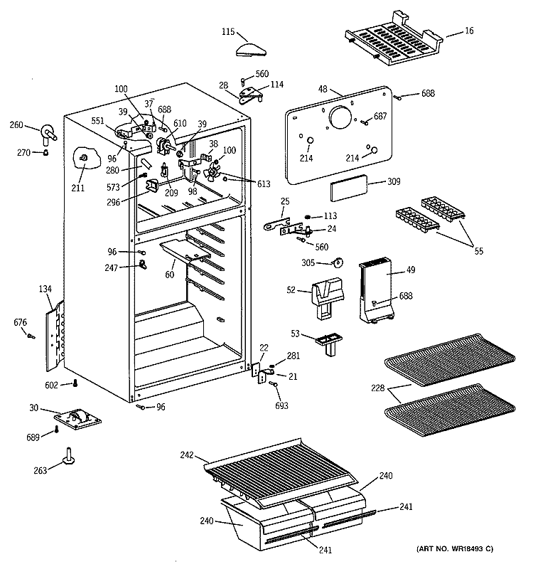 CABINET Diagram and Parts List for CTX14WAYBWH  Hotpoint Refrigerator