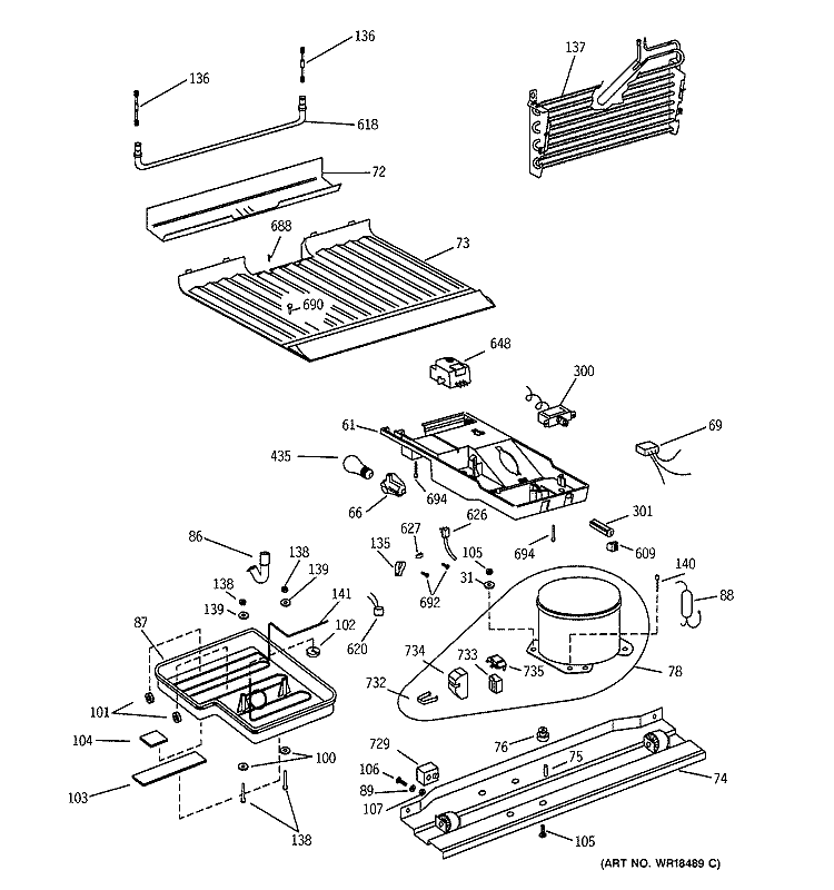 UNIT PARTS Diagram and Parts List for CTX16FAZBWH  Hotpoint Refrigerator