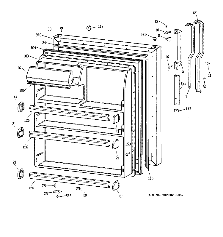 FRESH FOOD DOOR Diagram and Parts List for CTX21EABBRAA  Hotpoint Refrigerator