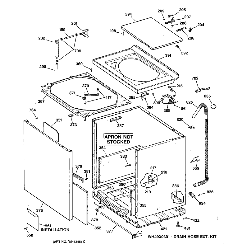 CABINET, COVER & FRONT PANEL Diagram and Parts List for YISR309JT5AA  General Electric Washer