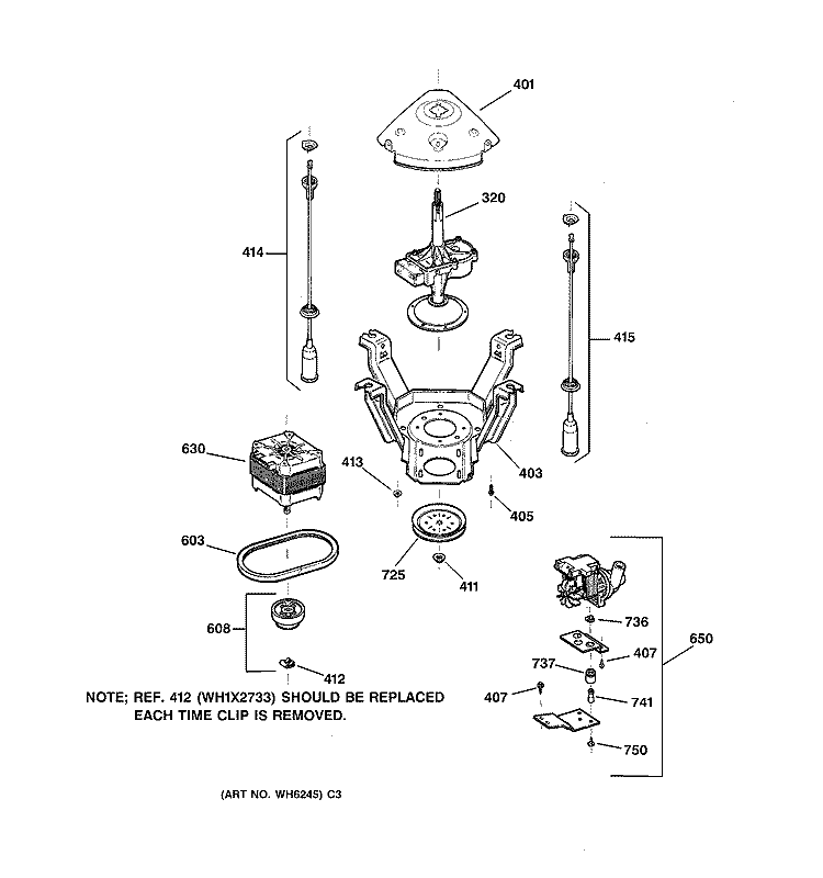 SUSPENSION, PUMP & DRIVE COMPONENTS Diagram and Parts List for YISR309JT5AA  General Electric Washer