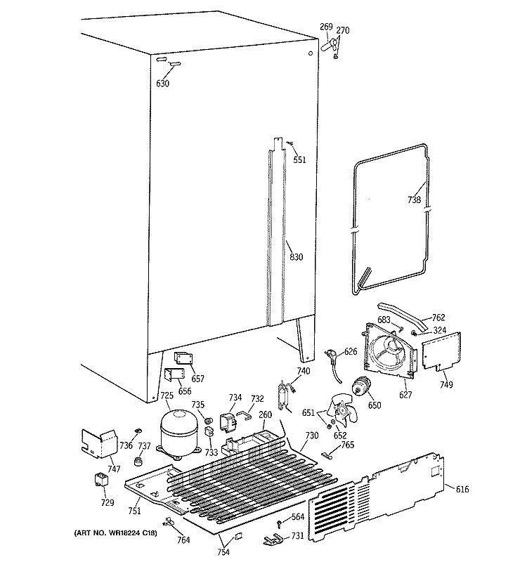 UNIT PARTS Diagram and Parts List for MST20GAXAWW  General Electric Refrigerator