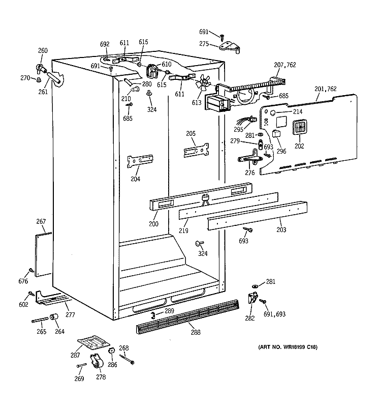 CABINET PARTS Diagram and Parts List for MTX21EAXJRAD  General Electric Refrigerator