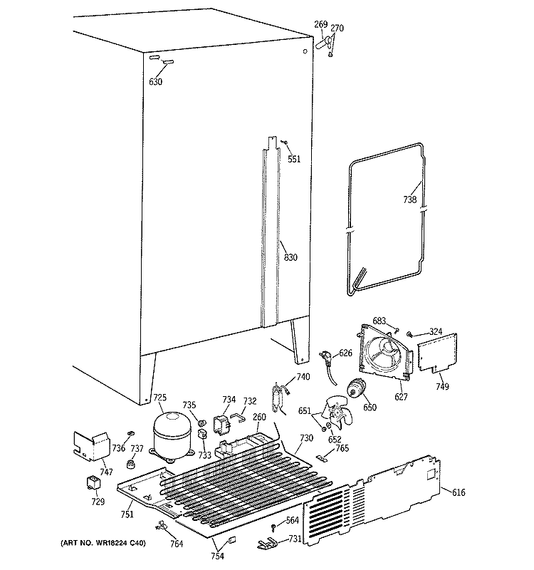 UNIT PARTS Diagram and Parts List for MSZ20GAZAWW  General Electric Refrigerator