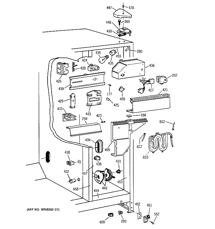 FRESH FOOD SECTION Diagram and Parts List for MST25GRZBWW  General Electric Refrigerator
