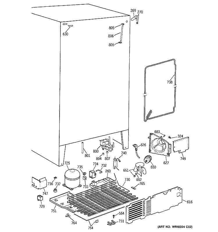 UNIT PARTS Diagram and Parts List for MSZ20BWZBWW  General Electric Refrigerator