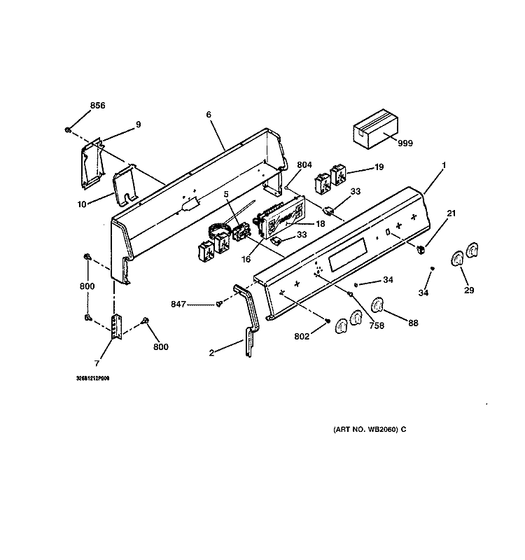 CONTROL PANEL Diagram and Parts List for LEB131GY1AD  General Electric Range