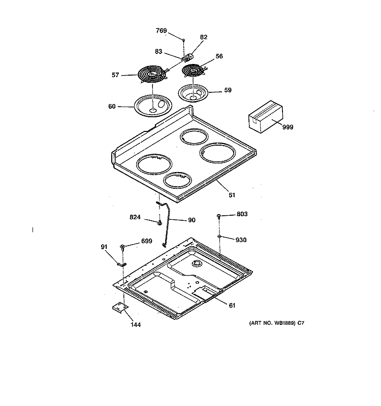 COOKTOP Diagram and Parts List for LEB131GY1AD  General Electric Range