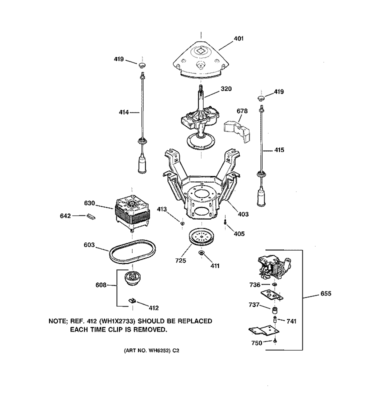 SUSPENSION, PUMP & DRIVE COMPONENTS Diagram and Parts List for YISR208DT8WW  General Electric Washer