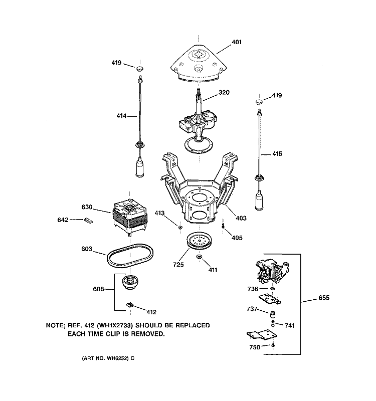 SUSPENSION, PUMP & DRIVE COMPONENTS Diagram and Parts List for YISR309JT8AA  General Electric Washer