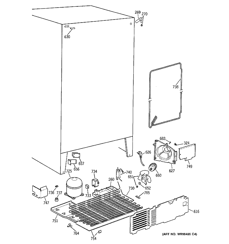 UNIT PARTS Diagram and Parts List for MSG22GAZBWW  General Electric Refrigerator
