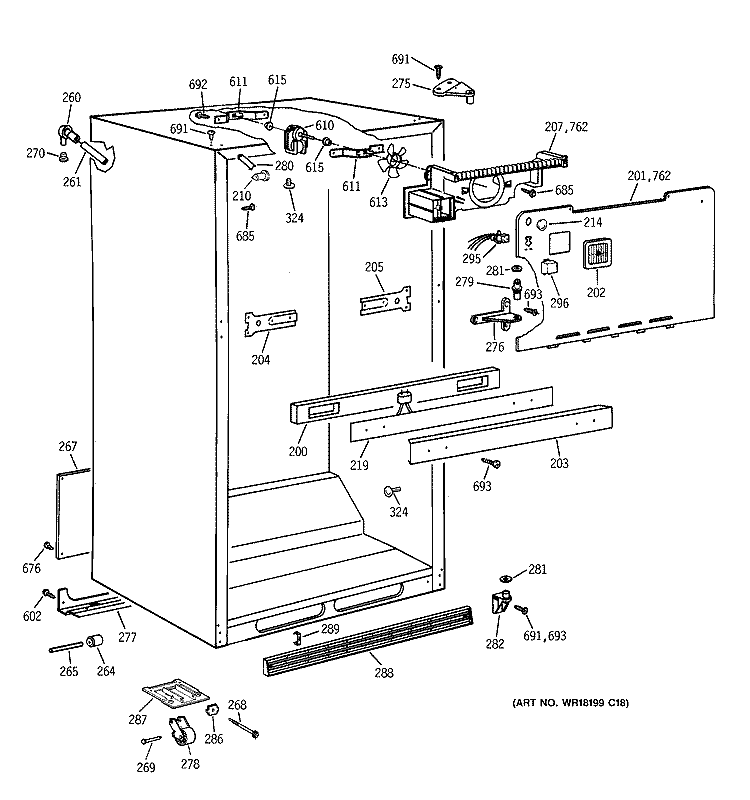 CABINET PARTS Diagram and Parts List for MTX21EABBRWW  General Electric Refrigerator