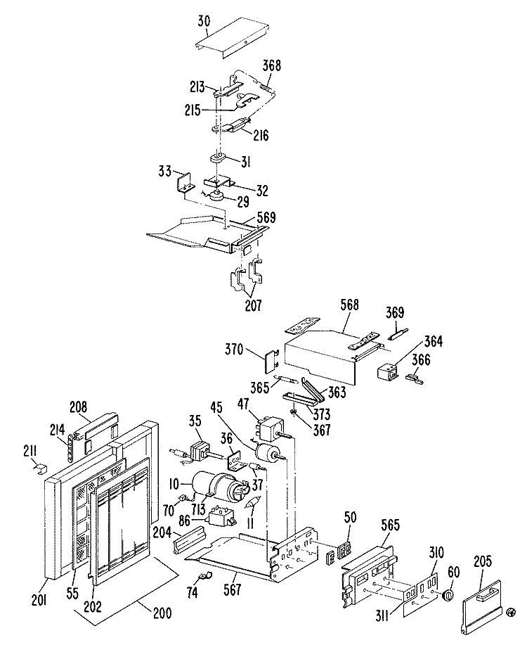 Section Diagram and Parts List for ACD21DAT1  General Electric Air Conditioner
