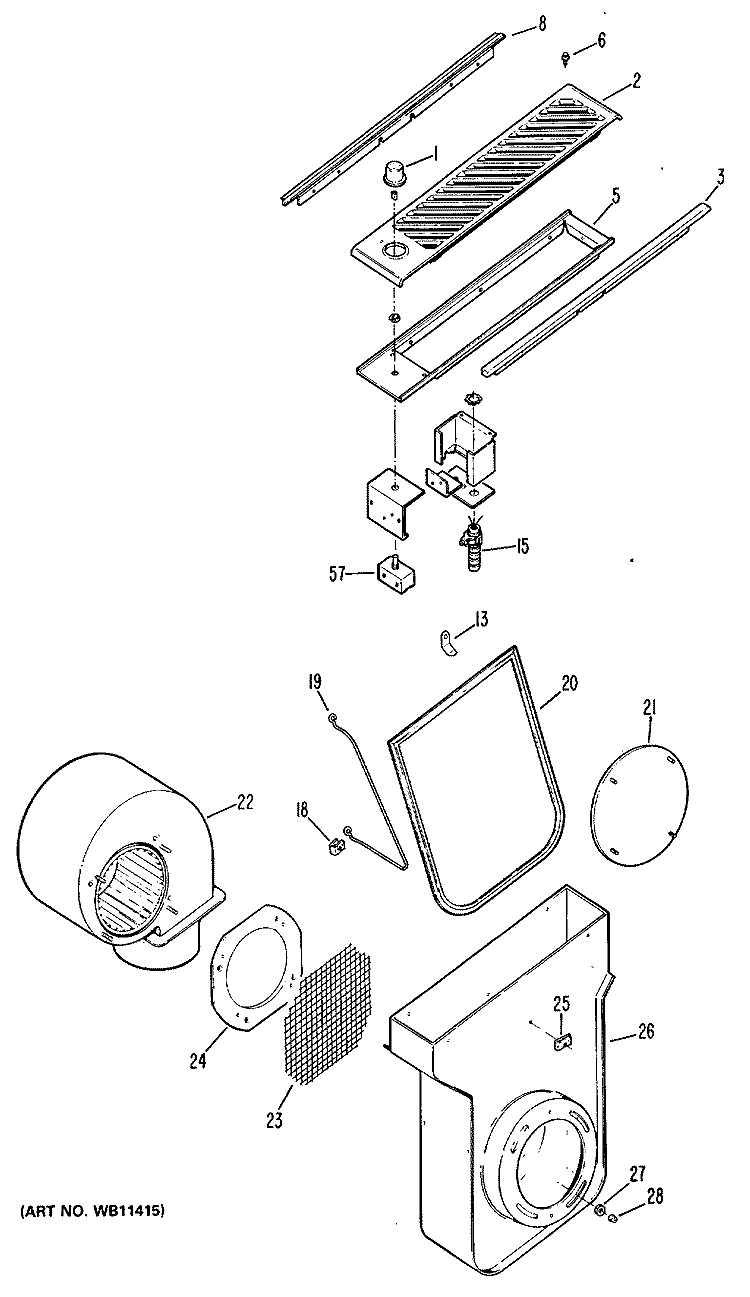Section Diagram and Parts List for ZEW175N  General Electric Cooktop