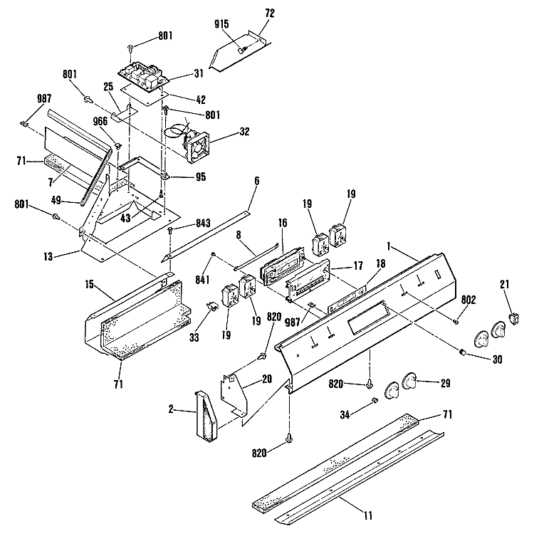 Section Diagram and Parts List for JDP37GL8  General Electric Range