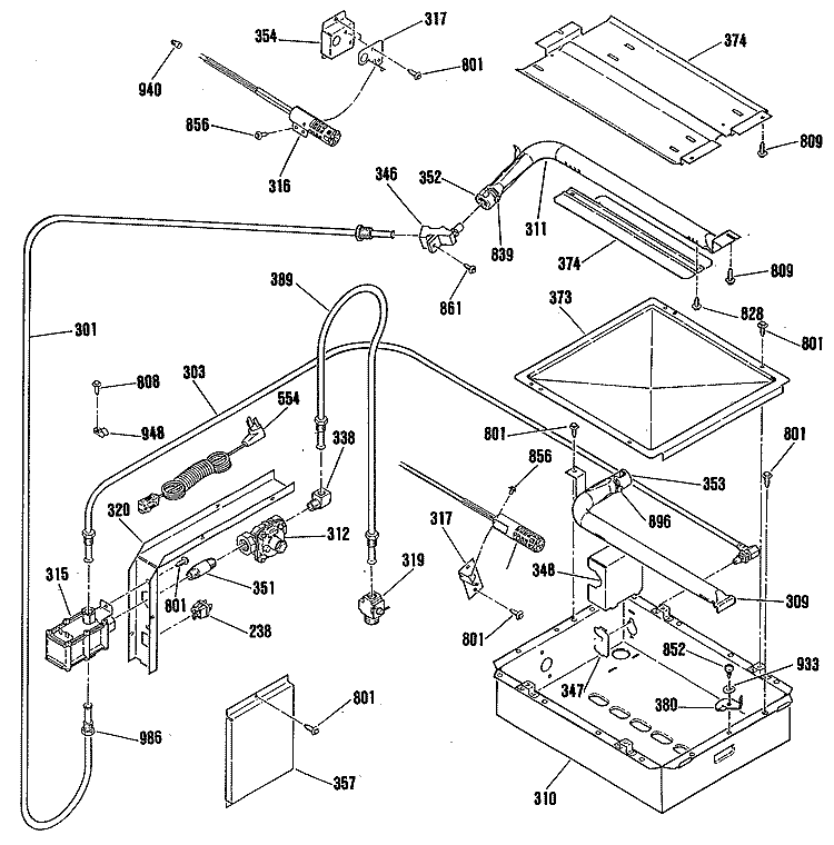 Section Diagram and Parts List for JGRP19GEL5  General Electric Range