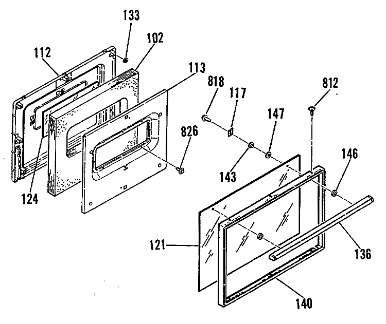 Section Diagram and Parts List for JGSC08GEK3  General Electric Range