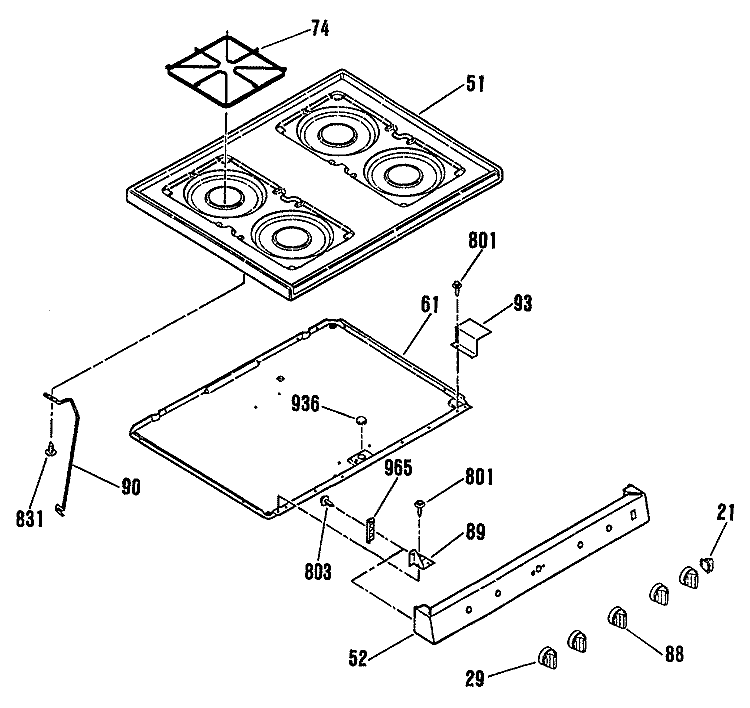 Section Diagram and Parts List for JGBS15EK8  General Electric Range