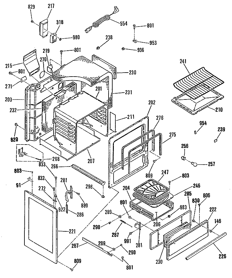 Section Diagram and Parts List for JGBS15GEK7  General Electric Range